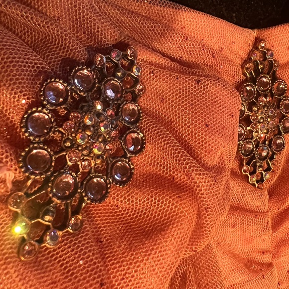 Love Tease Strapless Pleated Corset Gowns Metallic Blush Pink NWT (7) - Picture 13 of 14